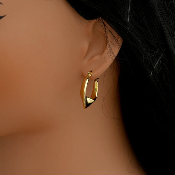 1 Pair Simple Style Oval Pea Plating 304 Stainless Steel 18K Gold Plated Earrings