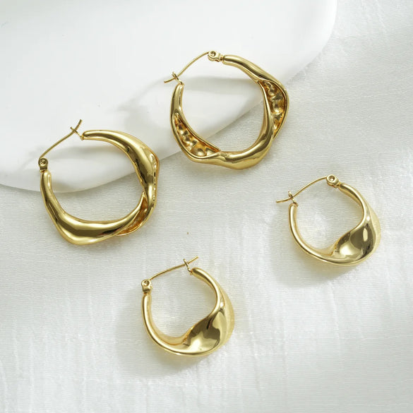 1 Pair Simple Style Oval Pea Plating 304 Stainless Steel 18K Gold Plated Earrings