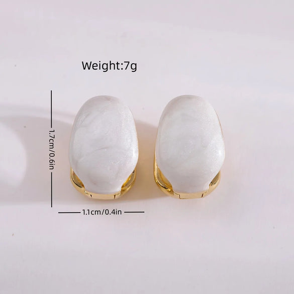 1 Pair Simple Style Oval Plating Copper Earrings