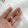 1 Pair Simple Style Pea Stamping Plating 304 Stainless Steel 18K Gold Plated Ear Studs