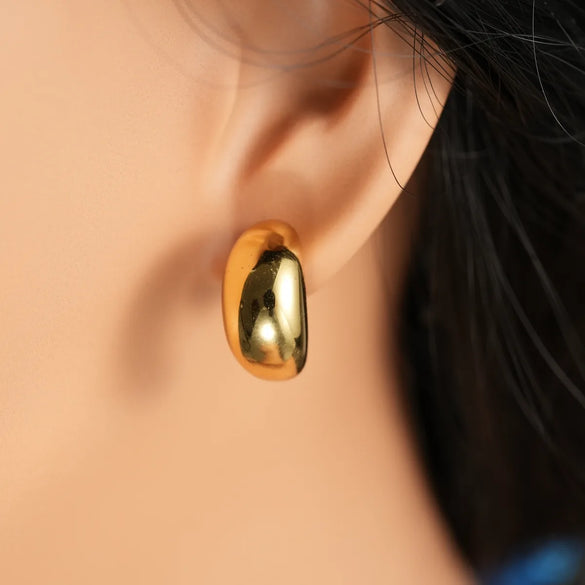 1 Pair Simple Style Pea Stamping Plating 304 Stainless Steel 18K Gold Plated Ear Studs