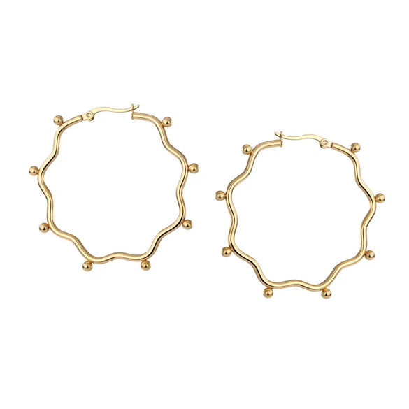 1 Pair Simple Style Round Heart Shape Plating 201 Stainless Steel Hoop Earrings