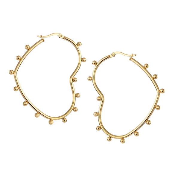 1 Pair Simple Style Round Heart Shape Plating 201 Stainless Steel Hoop Earrings