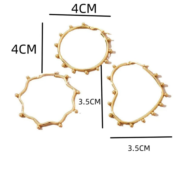 1 Pair Simple Style Round Heart Shape Plating 201 Stainless Steel Hoop Earrings