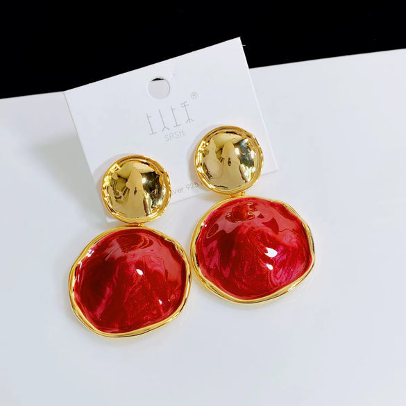 1 Pair Simple Style Round Plating Copper Drop Earrings