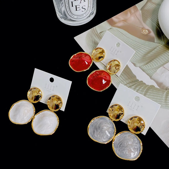 1 Pair Simple Style Round Plating Copper Drop Earrings