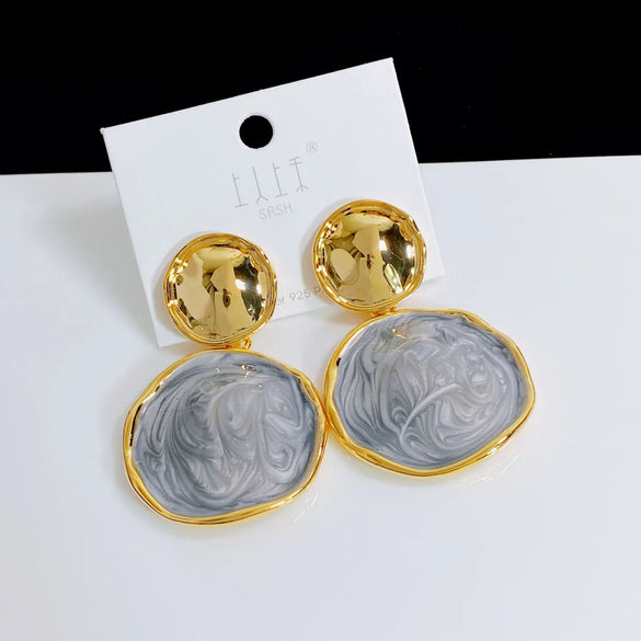 1 Pair Simple Style Round Plating Copper Drop Earrings