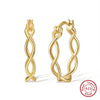 1 Pair Simple Style S Shape Argyle Polishing Plating Sterling Silver Rose Gold Plated White Gold Plated Hoop Earrings