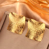 1 Pair Simple Style Sector Leaves Heart Shape Pleated 304 Stainless Steel 18K Gold Plated Ear Studs