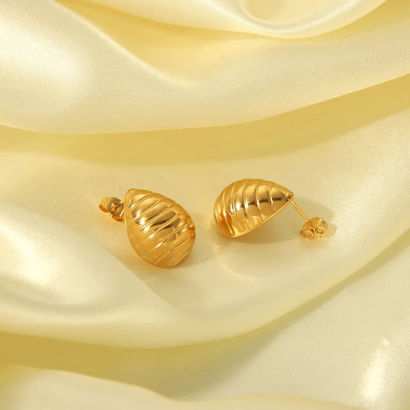 1 Pair Simple Style Semicircle Zebra Irregular Side Stripe 304 Stainless Steel 18K Gold Plated Ear Studs