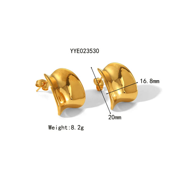 1 Pair Simple Style Semicircle Zebra Irregular Side Stripe 304 Stainless Steel 18K Gold Plated Ear Studs