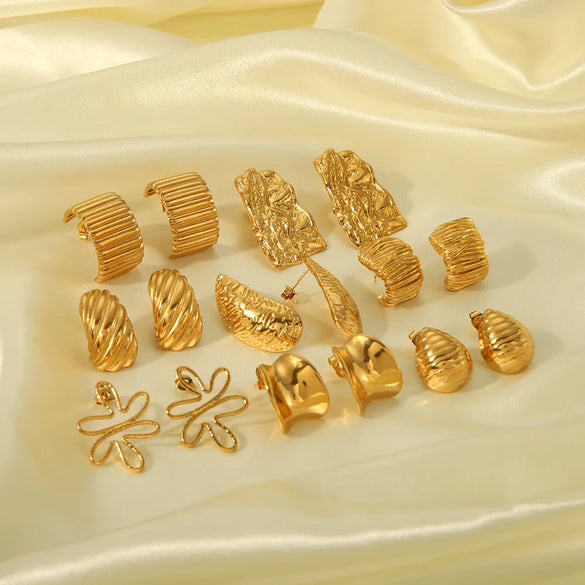1 Pair Simple Style Semicircle Zebra Irregular Side Stripe 304 Stainless Steel 18K Gold Plated Ear Studs
