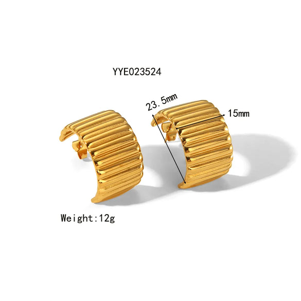 1 Pair Simple Style Semicircle Zebra Irregular Side Stripe 304 Stainless Steel 18K Gold Plated Ear Studs