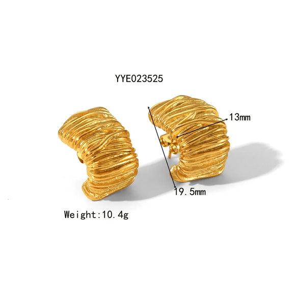 1 Pair Simple Style Semicircle Zebra Irregular Side Stripe 304 Stainless Steel 18K Gold Plated Ear Studs