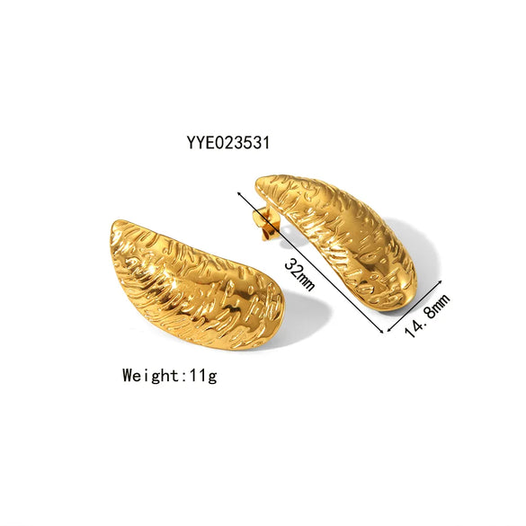 1 Pair Simple Style Semicircle Zebra Irregular Side Stripe 304 Stainless Steel 18K Gold Plated Ear Studs