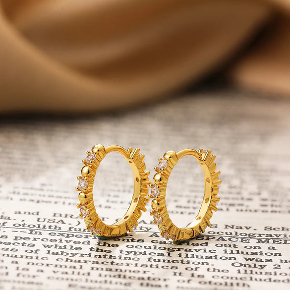 1 Pair Simple Style Shiny Cross Circle Inlay 304 Stainless Steel Zircon Earrings