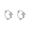1 Pair Simple Style Shiny Cross Circle Inlay 304 Stainless Steel Zircon Earrings