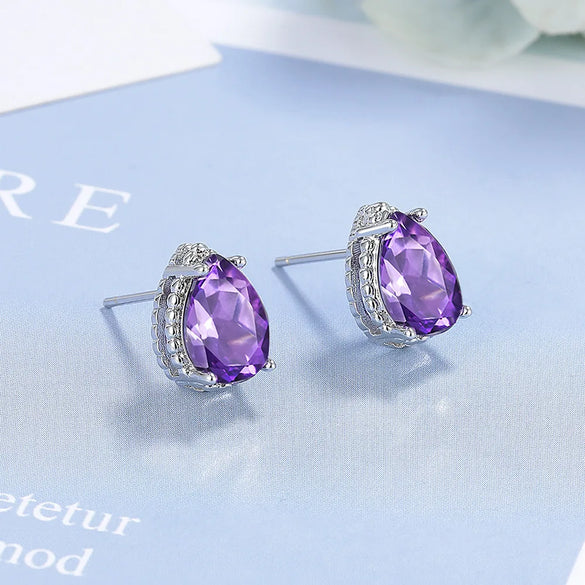 1 Pair Simple Style Shiny Water Droplets Inlay Copper Zircon Ear Studs