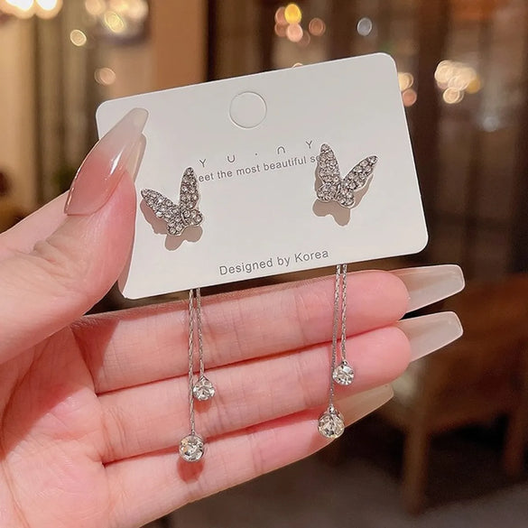 1 Pair Simple Style Solid Color Inlay Alloy Rhinestones Drop Earrings