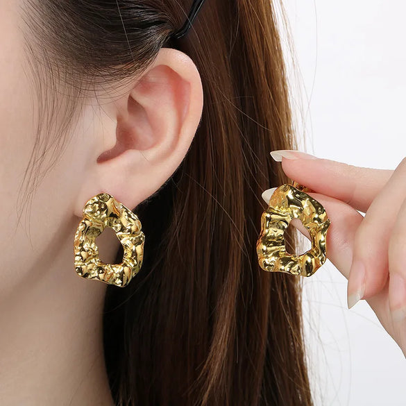 1 Pair Simple Style Solid Color Plating 304 Stainless Steel 18K Gold Plated Ear Studs