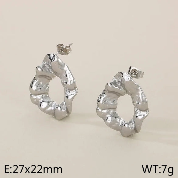 1 Pair Simple Style Solid Color Plating 304 Stainless Steel 18K Gold Plated Ear Studs
