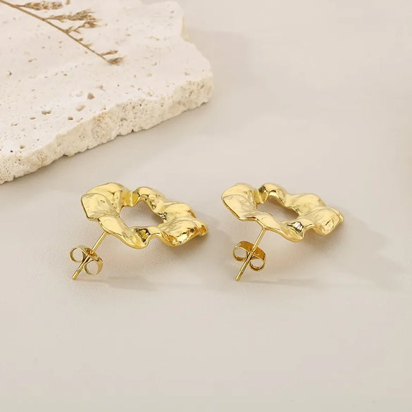 1 Pair Simple Style Solid Color Plating 304 Stainless Steel 18K Gold Plated Ear Studs