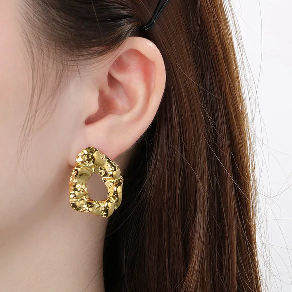 1 Pair Simple Style Solid Color Plating 304 Stainless Steel 18K Gold Plated Ear Studs