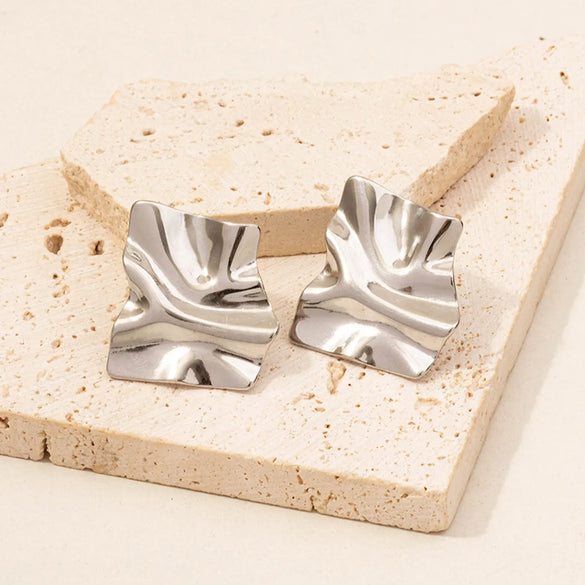 1 Pair Simple Style Solid Color Plating 304 Stainless Steel 18K Gold Plated Ear Studs