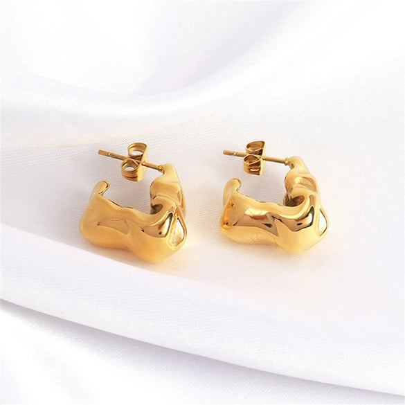 1 Pair Simple Style Solid Color Plating Stainless Steel 18k Gold Plated Ear Studs