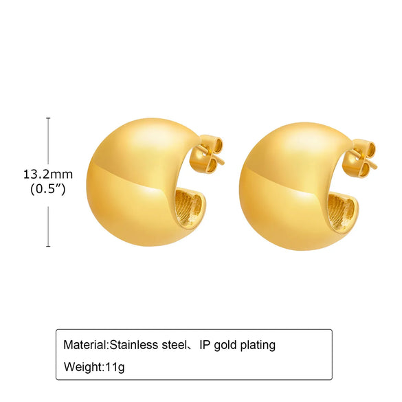 1 Pair Simple Style Solid Color Plating 201 Stainless Steel Gold Plated Ear Studs