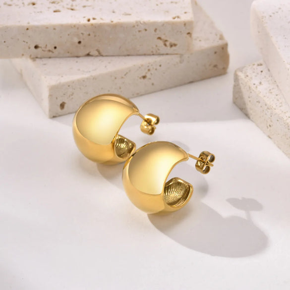 1 Pair Simple Style Solid Color Plating 201 Stainless Steel Gold Plated Ear Studs