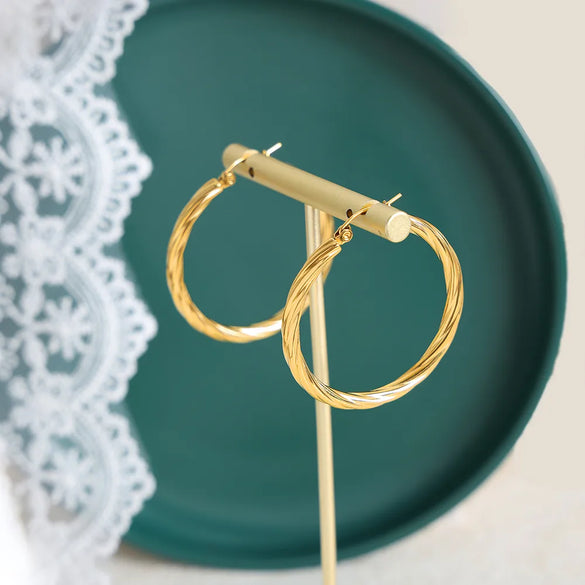 1 Pair Simple Style Solid Color Plating Titanium Steel 18K Gold Plated Earrings