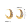 1 Pair Simple Style Solid Color Shiny C Shape Inlay 304 Stainless Steel Copper Zircon Ear Studs