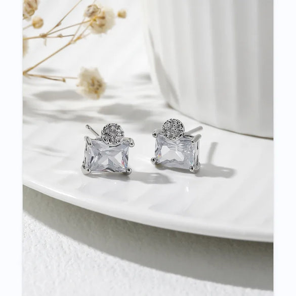 1 Pair Simple Style Square Solid Color Plating Inlay Copper Zircon 18k Gold Plated Ear Studs