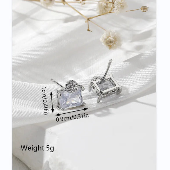 1 Pair Simple Style Square Solid Color Plating Inlay Copper Zircon 18k Gold Plated Ear Studs