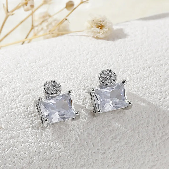 1 Pair Simple Style Square Solid Color Plating Inlay Copper Zircon 18k Gold Plated Ear Studs