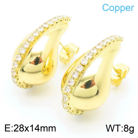 1 Pair Simple Style Star Water Droplets Plating Copper 18K Gold Plated Ear Studs