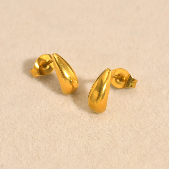 1 Pair Simple Style Water Droplets Plating 201 Stainless Steel 18K Gold Plated Ear Studs