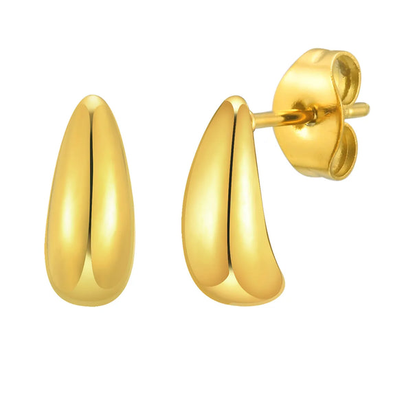 1 Pair Simple Style Water Droplets Plating 201 Stainless Steel 18K Gold Plated Ear Studs