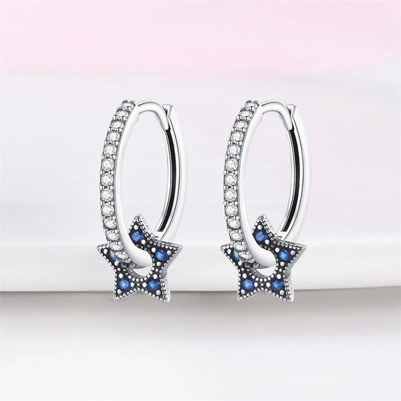 1 Pair Sterling Silver Star Drop Earrings
