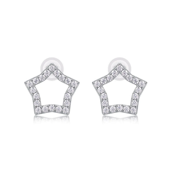 1 Pair Sterling Silver White Gold Plated 925 Silver Moissanite Earrings