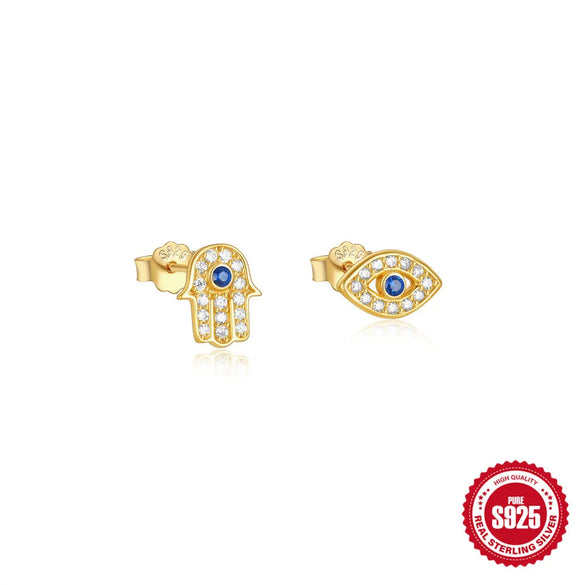 1 Pair Sterling Silver Zircon Eye Flower Ear Studs