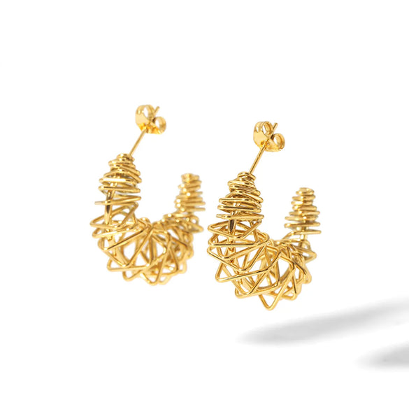 1 Pair Streetwear African Style Solid Color Asymmetrical Plating Metal Stainless Steel 18k Gold Plated Ear Studs