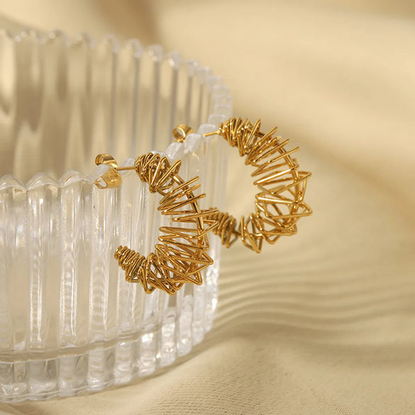 1 Pair Streetwear African Style Solid Color Asymmetrical Plating Metal Stainless Steel 18k Gold Plated Ear Studs