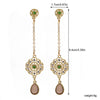 1 Pair Sweet Artistic Water Droplets Tassel Lotus Hollow Out Inlay Alloy Rhinestones Drop Earrings