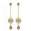1 Pair Sweet Artistic Water Droplets Tassel Lotus Hollow Out Inlay Alloy Rhinestones Drop Earrings