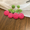 1 Pair Sweet Cherry Knitting Alloy Raffia Drop Earrings