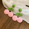 1 Pair Sweet Cherry Knitting Alloy Raffia Drop Earrings