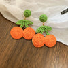 1 Pair Sweet Cherry Knitting Alloy Raffia Drop Earrings