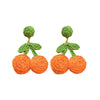 1 Pair Sweet Cherry Knitting Alloy Raffia Drop Earrings